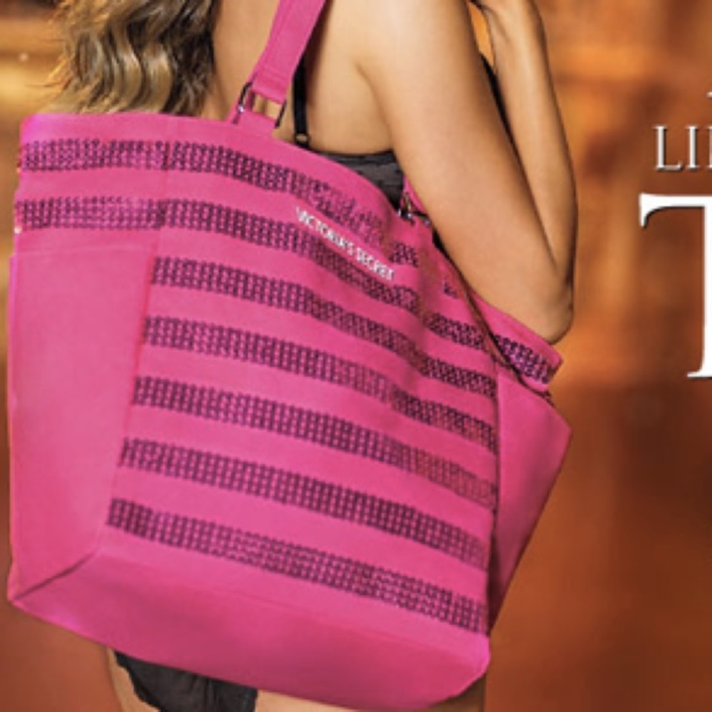 Victoria's Secret Hot Pink Sequin Tote Bag